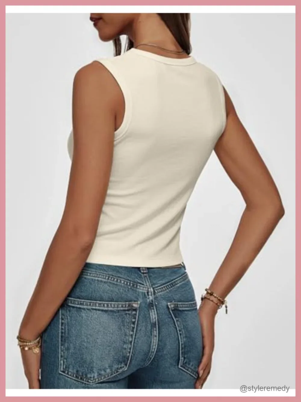 Ribbed Cropped Tank Top Wide Strap Fitted Scoop Neck Sleeveless Camisole